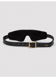Черная плотная маска на глаза Bound to You Faux Leather Blindfold - Fifty Shades of Grey - купить с доставкой в Волгодонске