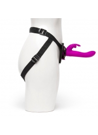 Лиловый страпон Rechargeable Vibrating Strap-On Harness Set - 17,6 см. - Happy Rabbit - купить с доставкой в Волгодонске
