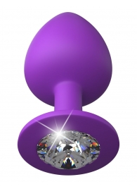 Фиолетовая анальная пробка со стразом Her Little Gem Large Plug - 9,5 см. - Pipedream - купить с доставкой в Волгодонске