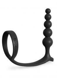 Черная анальная цепочка с эрекционным кольцом Ass-gasm Cockring Anal Beads - Pipedream - в Волгодонске купить с доставкой