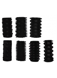 Набор из 7 черных насадок PENIS SLEEVES SET - Dream Toys - в Волгодонске купить с доставкой
