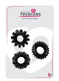 Набор из 3 черных эрекционных колец SET OF 3 COCKRINGS - Dream Toys - в Волгодонске купить с доставкой
