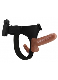 Страпон с вагинальной пробкой и вибрацией Ultra Passionate Harness - 16 см. - Baile - купить с доставкой в Волгодонске