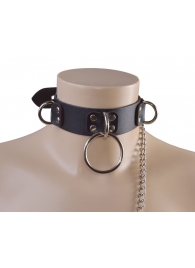 Черный кожаный ошейник Big Ring - Sitabella - купить с доставкой в Волгодонске