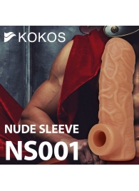 Телесная открытая насадка-реалистик с подхватом мошонки Nude Sleeve M - 12 см. - KOKOS - в Волгодонске купить с доставкой