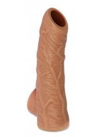 Телесная открытая насадка-реалистик с подхватом мошонки Nude Sleeve M - 12 см. - KOKOS - в Волгодонске купить с доставкой
