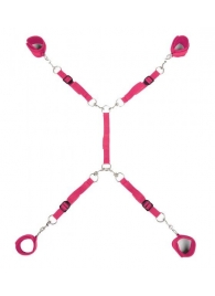 Ярко-розовый набор фиксаций на кровати Classic Bed Spreader - Lux Fetish - купить с доставкой в Волгодонске