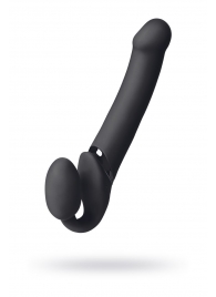 Черный безремневой вибрострапон Vibrating Bendable Strap-On L - Strap-on-me - купить с доставкой в Волгодонске