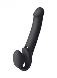 Черный безремневой вибрострапон Vibrating Bendable Strap-On L - Strap-on-me - купить с доставкой в Волгодонске