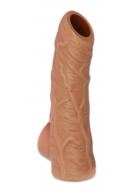 Телесная открытая насадка-реалистик с подхватом мошонки Nude Sleeve S - 10 см. - KOKOS - в Волгодонске купить с доставкой