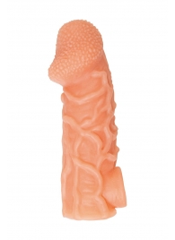 Телесная закрытая насадка с венками Cock Sleeve Size L - 17,6 см. - KOKOS - в Волгодонске купить с доставкой