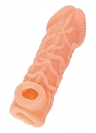 Телесная закрытая насадка с венками Cock Sleeve Size L - 17,6 см. - KOKOS - в Волгодонске купить с доставкой