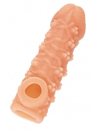 Телесная закрытая насадка с пучками шишечек Cock Sleeve Size L - 17,6 см. - KOKOS - в Волгодонске купить с доставкой