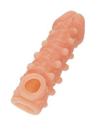 Телесная закрытая насадка с шариками Cock Sleeve Size M - 15,6 см. - KOKOS - в Волгодонске купить с доставкой