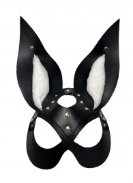 Черная маска зайки с белым мехом на ушках Miss Bunny - БДСМ Арсенал - купить с доставкой в Волгодонске