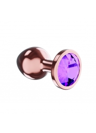 Пробка цвета розового золота с фиолетовым кристаллом Diamond Amethyst Shine S - 7,2 см. - Lola Games - купить с доставкой в Волгодонске