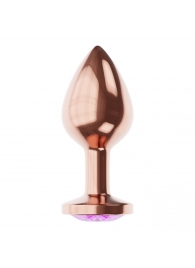 Пробка цвета розового золота с фиолетовым кристаллом Diamond Amethyst Shine S - 7,2 см. - Lola Games - купить с доставкой в Волгодонске
