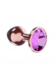 Пробка цвета розового золота с лиловым кристаллом Diamond Quartz Shine L - 8,3 см. - Lola Games - купить с доставкой в Волгодонске