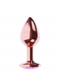 Пробка цвета розового золота с лиловым кристаллом Diamond Quartz Shine L - 8,3 см. - Lola Games - купить с доставкой в Волгодонске