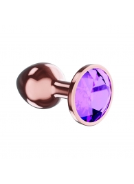 Пробка цвета розового золота с фиолетовым кристаллом Diamond Amethyst Shine L - 8,3 см. - Lola Games - купить с доставкой в Волгодонске