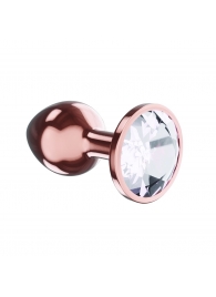 Пробка цвета розового золота с прозрачным кристаллом Diamond Moonstone Shine L - 8,3 см. - Lola Games - купить с доставкой в Волгодонске