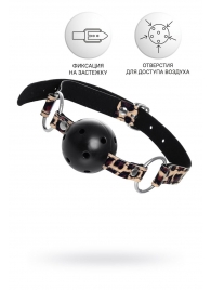 Черный кляп-шар на леопардовых ремешках Anonymo - ToyFa - купить с доставкой в Волгодонске