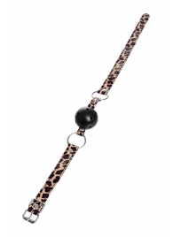 Черный кляп-шар на леопардовых ремешках Anonymo - ToyFa - купить с доставкой в Волгодонске