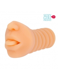 Телесный мастурбатор-ротик с высунутым язычком - Bior toys - в Волгодонске купить с доставкой