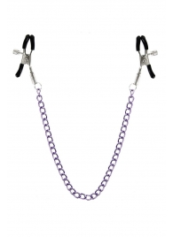 Зажимы для сосков с фиолетовой цепочкой Sweet Caress Nipple Chain - Sweet Caress - купить с доставкой в Волгодонске