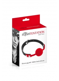 Красный кляп-шарик на черных ремешках - Fetish Tentation - купить с доставкой в Волгодонске