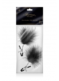Зажимы на соски с черными пуховыми кисточками Sweet Caress Feather Nipple Clumps - Sweet Caress - купить с доставкой в Волгодонске