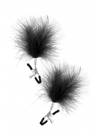 Зажимы на соски с черными пуховыми кисточками Sweet Caress Feather Nipple Clumps - Sweet Caress - купить с доставкой в Волгодонске