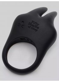 Черное эрекционное виброкольцо Sensation Rechargeable Vibrating Rabbit Love Ring - Fifty Shades of Grey - в Волгодонске купить с доставкой