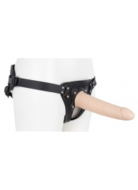 Пустотелый страпон Harness CLASSIC с бандажом - 19,5 см. - LOVETOY (А-Полимер) - купить с доставкой в Волгодонске
