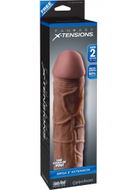 Коричневая насадка Mega 2  Extension - 20,3 см. - Pipedream - в Волгодонске купить с доставкой