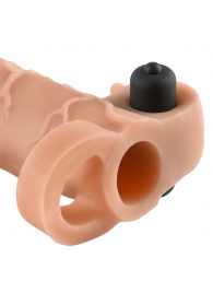 Телесная вибронасадка с кольцом Vibrating Real Feel 2 Extension - 16 см. - Pipedream - в Волгодонске купить с доставкой