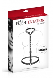 Черная упряжь на тело с шипами на ошейнике - Fetish Tentation - купить с доставкой в Волгодонске