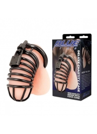 Черная металлическая клетка с замком Deluxe Chastity Cage - BlueLine - купить с доставкой в Волгодонске