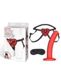 Красный поясной фаллоимитатор Red Heart Strap on Harness   5in Dildo Set - 12,25 см. - Lux Fetish - купить с доставкой в Волгодонске