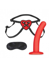 Красный поясной фаллоимитатор Red Heart Strap on Harness   5in Dildo Set - 12,25 см. - Lux Fetish - купить с доставкой в Волгодонске