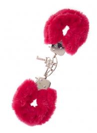 Металлические наручники с красной меховой опушкой METAL HANDCUFF WITH PLUSH RED - Dream Toys - купить с доставкой в Волгодонске