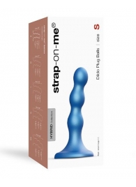 Голубая насадка Strap-On-Me Dildo Plug Balls size S - Strap-on-me - купить с доставкой в Волгодонске
