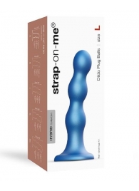 Голубая насадка Strap-On-Me Dildo Plug Balls size L - Strap-on-me - купить с доставкой в Волгодонске