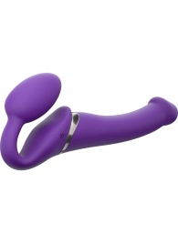 Фиолетовый безремневой вибрострапон Vibrating Bendable Strap-On - size L - Strap-on-me - купить с доставкой в Волгодонске