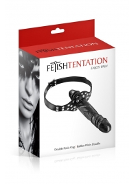 Черный кляп-фаллоимитатор Double Penis Gag - Fetish Tentation - купить с доставкой в Волгодонске