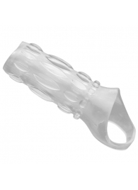 Насадка на пенис с кольцом для мошонки Clear Sensations Enhancer Sex Sleeve - 11,5 см. - XR Brands - в Волгодонске купить с доставкой