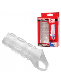 Насадка на пенис с кольцом для мошонки Clear Sensations Enhancer Sex Sleeve - 11,5 см. - XR Brands - в Волгодонске купить с доставкой