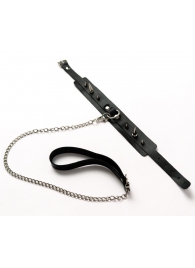 Черный ошейник с шипами и поводком - Crazy Handmade - купить с доставкой в Волгодонске