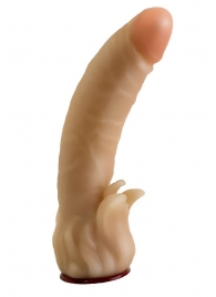 Телесная гелевая насадка-фаллос с клиторальными лепестками - 18,5 см. - LOVETOY (А-Полимер) - купить с доставкой в Волгодонске