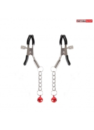 Серебристые зажимы на соски с шариками на цепочках - Notabu - купить с доставкой в Волгодонске